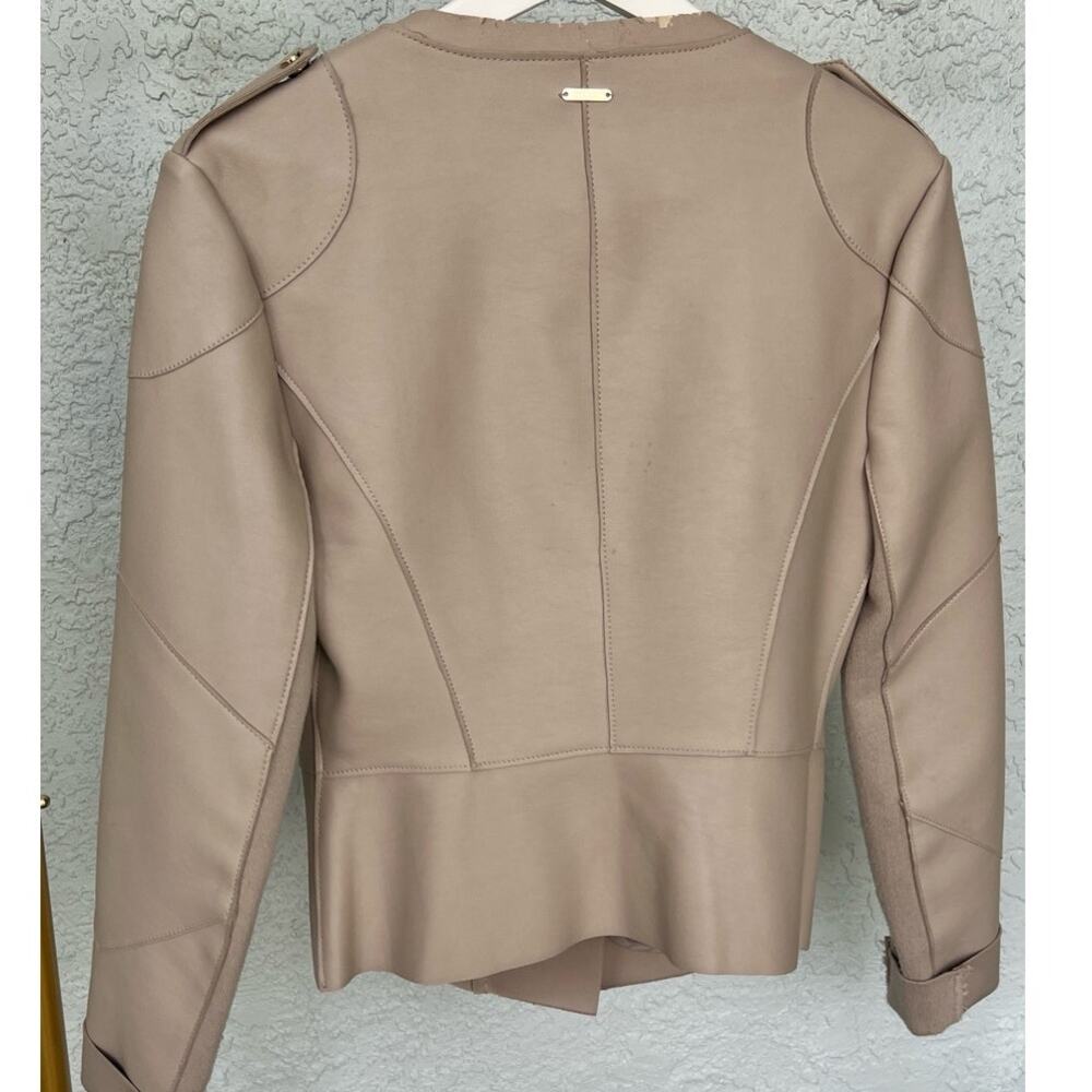 Guess Cream Tan Vegan Leather Biker Jacket – Size Medium w Flaws - Picture 8 of 14